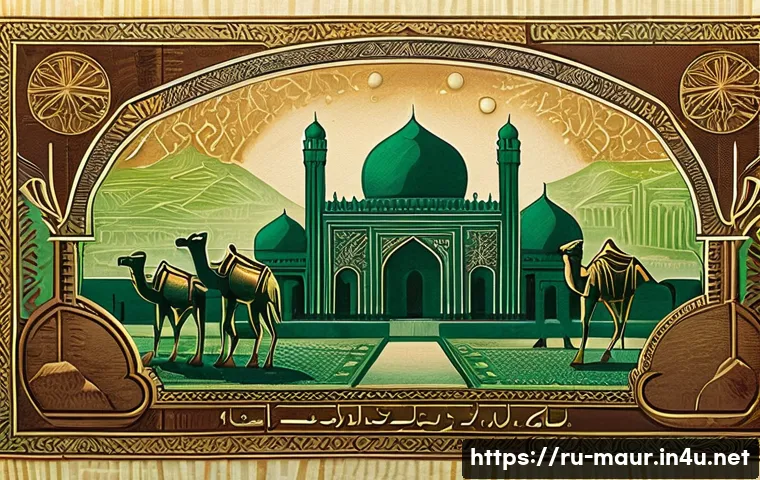 모리타니 화폐 단위 - A detailed close-up of a Mauritanian banknote featuring ancient architectural monuments and camels, ...