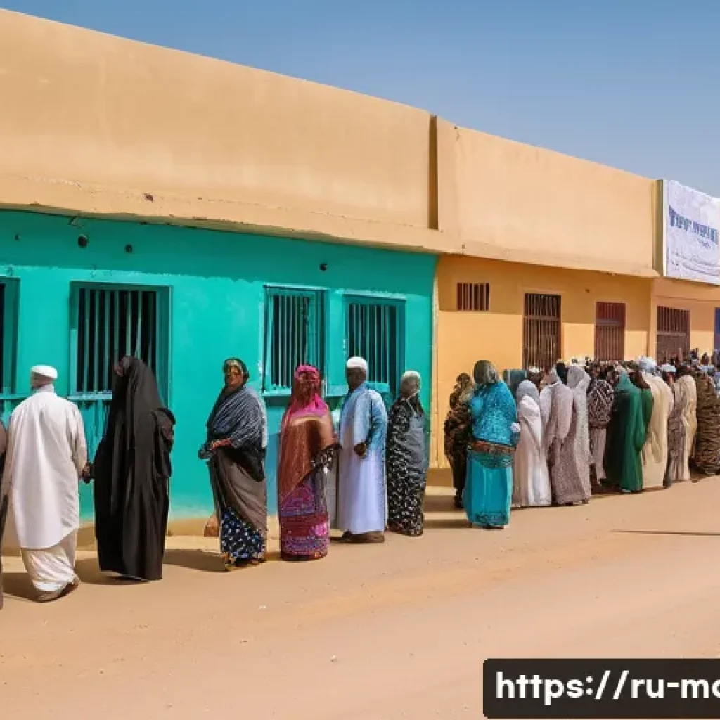 모리타니 현대 정치 - A vibrant street scene in Nouakchott, Mauritania, depicting a diverse group of citizens actively par...
