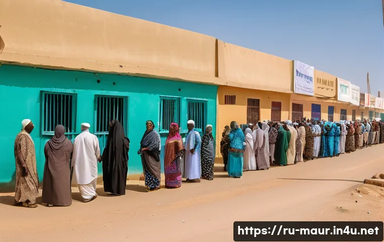 모리타니 현대 정치 - A vibrant street scene in Nouakchott, Mauritania, depicting a diverse group of citizens actively par...
